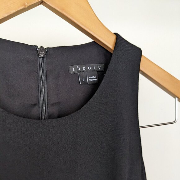 Theory Dellera in Black Stretch Knit Sleeveless Peplum Sheath Dress Size 0 NWOT - Picture 3 of 4